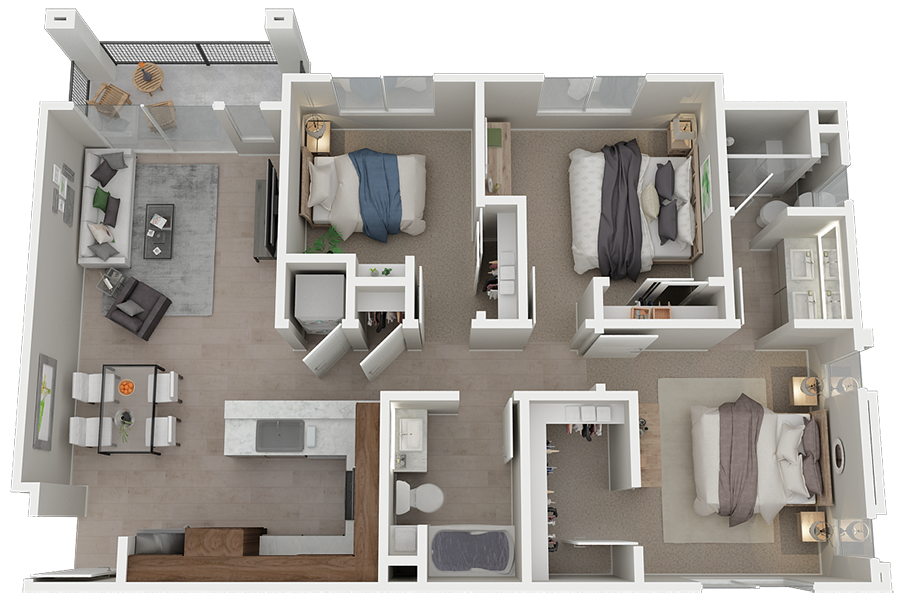 Three Bedroom Floor Plan l Azure Apartments in Sparks NV